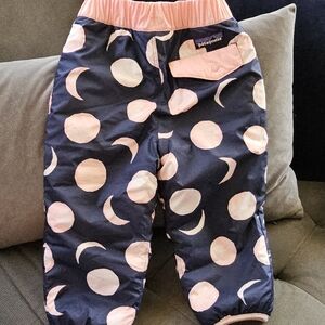 Patagonia 2T Reversible Winter Puffer Pants - Navy and Pink